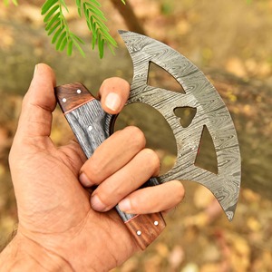 Cuchillo de Cocina Profesional Personalizable de Acero de Damasco, Hoja Ulu Recta, Mango de Madera, Funda y Soporte de Madera, Servicio ODM/OBM OEM - Product Image 2