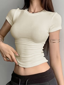 Nueva Camiseta Corta de Moda de Alta Calidad al por Mayor para Mujer, Camiseta Corta Informal de Manga Corta, Algodón Suave, Moda de Verano, Ropa Urbana - Product Image 5