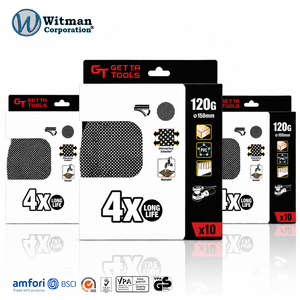 แผ่นขัดทรายแบบตาข่ายเปิด GETTA TOOLS ขนาด 150 มม. 120 กรัม พร้อมแถบตีนตุ๊กแก สำหรับดูดฝุ่น ใช้ขัดเฟอร์นิเจอร์และลอกสี แพ็ค 10 ชิ้น - Product Image 1