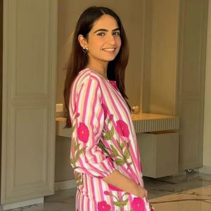 Conjunto Coordinado de Algodón Estampado a Mano La Rose, Conjunto Informal para Uso Diario, Conjunto de Algodón para Fiesta, Conjunto Coordinado de Kurta y Pantalón de Algodón - Product Image 1