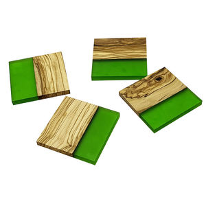 Natural House Hot Selling Olive Wood and Green Epoxy Resin <b>Coaster</b> <b>for</b> <b>Drink</b> Coffee Tea <b>for</b> Bar Kitchen Home Apartment - Product Image 2