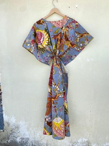 Vestido Kaftán Informal de Verano con Estampado Floral Tropical, sin Mangas, de Algodón, para Mujer, Ropa de Playa, Estilo Asia Pacífico - Product Image 4