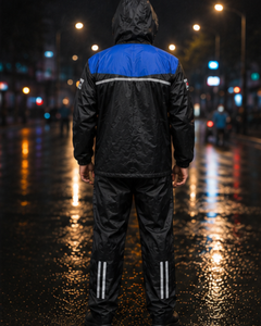 Men's <b>Waterproof</b> % Polyester Rain Suit Full Sleeve Color Blocked Jacket Pants Set Seamless Fusing <b>All</b> Seasons Outdoor Wear - Product Image 4