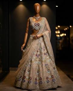 LAHENGA CHOLI DUPATTA BUTTER <b>FLY</b> <b>NET</b> EMBROIDERY SEQUNCE WORK WITH CANCAN & CANVAS PATTA - Product Image 5