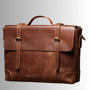 Porte-documents classique en cuir véritable pour homme, sac rigide d'affaires avec fermeture à rabat, design durable, sacs de bureau - Product Image 3