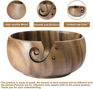 Bol de rangement pour fil en bois artisanal, portable, avec trou en spirale pour accessoires de tricot - Product Image 4