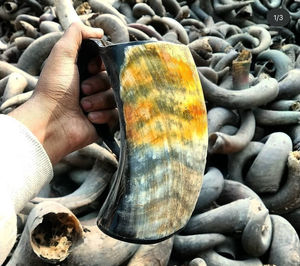Chope à bière en corne de buffle naturelle, faite à la main, style viking, personnalisée, durable, corne à boire médiévale - Product Image 4