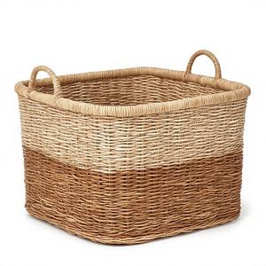 Grand panier tressé multi-usages en jonc de mer, idéal pour le rangement du linge et l'organisation des couvertures - Product Image 4