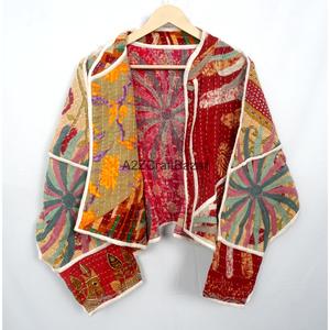 Indian 100% Cotton Hand Block Print <b>Kantha</b> <b>Jackets</b> Patch Work Pure Cotton Women Winter <b>Jackets</b> - Product Image 4