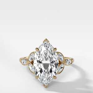 Bagues de fiançailles en diamant marquise 3 carats, sertissage à griffes de 2,1 mm, inspirées de la nature, solitaires cultivés en laboratoire, bijoux fins uniques en or massif 14k 18k - Product Image 1