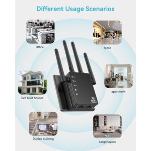 Amplificatore di Segnale WiFi Dual Band 5GHz/2.4GHz Compatibile con 105 Dispositivi, Copertura 1200m², Lunga Portata 1200Mbps, per Dispositivi di Rete Simp - Product Image 2
