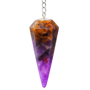 <b>Top</b> Selling Chevron Amethyst <b>Crystal</b> Pendulum Conical Shape Polished Carving Beautiful Dowsing Tool Energy Healing Premium - Product Image 1