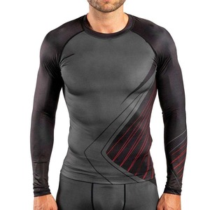 Professional <b>Men's</b> Long Sleeve <b>Compression</b> Rashguard <b>Shirt</b> Custom Logo Quick Dry Anti-Bacterial Spandex/Polyester MMA Rash Guard - Product Image 1