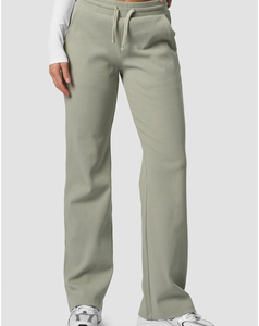 Pantalones Harem de Forro Polar Verde Oliva Transpirables para Mujer 2026, de Cintura Alta Plana con Cordón, Casuales, Largos, de Color Sólido - Product Image 1