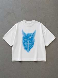เสื้อยืดโอเวอร์ไซส์ผู้ชาย ย้อมสีเส้นด้ายจากโรงงาน สีดำขาว คอกลม ผ้าฝ้าย 100% สไตล์ลำลอง สตรีทแวร์ ทรงปกติ ด้านหน้า - Product Image 2