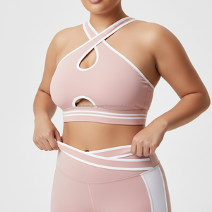 Private Label Plus Size Solid Yoga Set Women High Waist Leggings Sports <b>Bra</b> Gym Workout Activewear 2-Piece Quick-Dry Breathable - Product Image 4