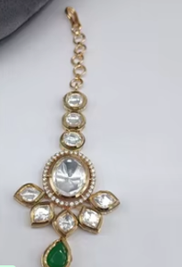 Pulido de oro antiguo de alta calidad con aspecto de piedras, joyería para el cabello Tikka, estilo tradicional para colección de ropa de boda para mujer - Product Image 2