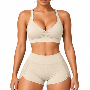 OEM Custom Colors <b>Women's</b> Workout Sets Sexy Bra And <b>Shorts</b> Yoga Wear Running Athletic Outfits - Product Image 1