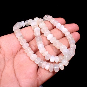 Perles rondes lisses en pierre de lune blanche AAA+, fabrication de bijoux en pierre de lune blanche de haute qualité, pierre de lune arc-en-ciel à feu blanc - Product Image 4