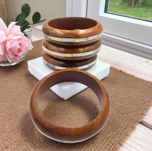 Bracelet en bois personnalisé pour femme avec incrustation de coquillage, fournisseur de bijoux de mode OEM ODM ANAM OVERSEAS Party - Product Image 5