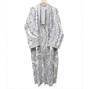 Bata Kimono de Dormir para Mujer, Otoño, Ecológica, 100% Algodón, Cuello en V, Cierre con Cinturón, Transpirable, Estampado Floral, Corte Holgado - Product Image 4