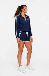 ONETEN APPAREL Quarter Zip <b>Sweatshirt</b> <b>Navy</b> Color Block Raglan Sleeve Stand Collar Embroidered Logo Top - Product Image 6