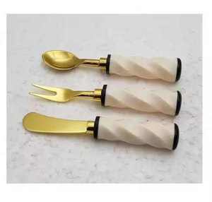 Ensemble de fourchettes en acier inoxydable de qualité supérieure indienne, manche en résine, écologique, plaqué argent, finition miroir, luxe moderne, pour mariage et dîner - Product Image 1