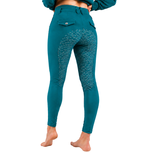 Leggings de equitación para mujer, color verde azulado, cintura alta, elásticos, pantalones de equitación con agarre de silicona en toda la asiento, profesionales - Product Image 2
