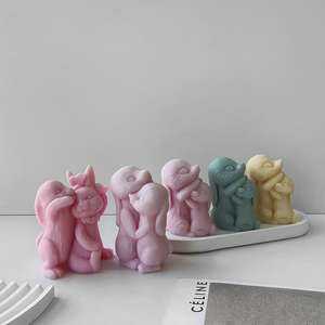 Moule en silicone pour bougie en résine de gypse, bougie aromatique lapin de Pâques - Product Image 3