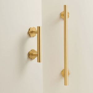 Poignées de meuble en laiton massif, poignées de tiroir en cuivre doré pour cuisine et armoire, avec pieds en forme de boule - Product Image 4