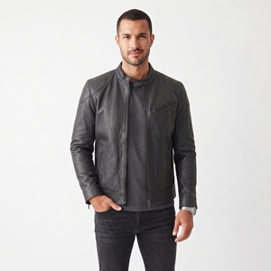 <b>Motorcycle</b> Biker Leather <b>Jackets</b> <b>Men</b> Premium Fashion Casual Outerwear Leather <b>Jacket</b> <b>Men's</b> Stand Collar Zipper Leather <b>Jackets</b> - Product Image 1