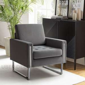 Soreva-Silla con acento de mechones de estética contemporánea elegante, base de trineo de metal elegante para sala de estar - Product Image 5
