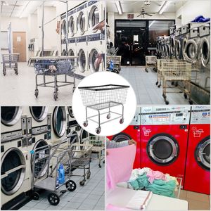 Carrello Portabiancheria Commerciale in Filo d'Acciaio con Ruote, Cesto Portabiancheria in Filo Metallico da 4,5 Bushel, 35 x 15,7 x 22 Pollici, Cesti Portabiancheria Commerciali in Filo Metallico - Product Image 3