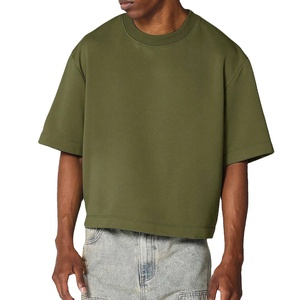 Camiseta recortada Unisex de algodón 100% para hombre, tela pesada, transpirable, cuello redondo, manga corta, ropa para hombre 2026 - Product Image 1