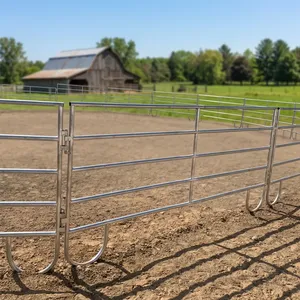 Heavy Duty Silver Metal Powder Coated Livestock <b>Fence</b> Panels Secure Farm Animal Enclosure Stable Yard Outdoor Paddock Safety - Product Image 2