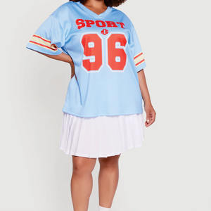 Jersey de Fútbol Americano de Malla Ligera de Alta Calidad para Mujer, Corte Holgado, Cuello en V, Manga con Rayas en Contraste, Sublimación Personalizada al por Mayor - Product Image 5