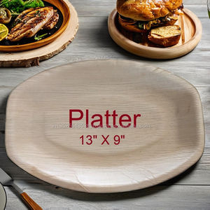 Kits de suministros para fiestas desechables de hojas de bambú biodegradables ecológicas, platos cuadrados y redondos, aptos para microondas y horno - Product Image 1