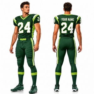 Maillot de football américain vert pour homme, col en V, manches courtes, anti-transpiration, toutes saisons, 100 % polyester, coupe classique - Product Image 2