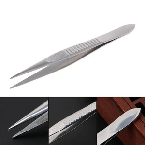 Stainless Steel Eyebrow Hair Tweezers Professional Eyebrow Hair Removal Fake Eyelash Tweezer Acne Needle <b>Clip</b> Flat Tip Tool - Product Image 4