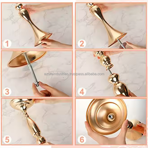 Decoración DE MESA DE BODA DE METAL, soporte de flores, jarrón, fiesta de aniversario de boda, decoración de Tablescape de Azora Industries - Product Image 3