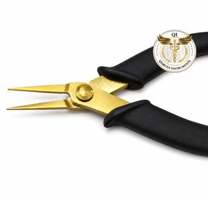 Pince à épiler Xuron professionnelle à pointe dorée en acier inoxydable avec manche noir, outil de préhension de précision léger et lisse pour bijoux - Product Image 2