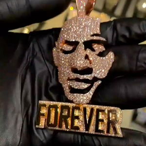 จี้เพชร CZ รูปหน้าแบบ Iced Out Forever ชุบทองคำสีกุหลาบ สไตล์ฮิปฮอป จี้ที่ระลึก สร้อยคอแบบกำหนดเองสำหรับผู้ชายและผู้หญิง - Product Image 2