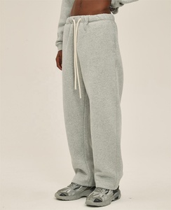 Custom 2026 Autumn/Winter Men's 350g Heavyweight Solid Color Long <b>Trousers</b> - Straight Cut, Fleece Lined, Loose - Product Image 2