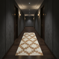 Hand Braided Jute Wool Stair Runner Rug Geometric Cross Pattern Hallway Carpet Heavy Duty Corridor Floor Mat for Home and Hotel
