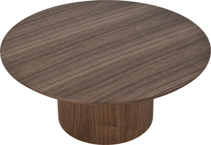 Minimalist <b>Small</b> Center <b>Table</b> Round Walnut Top Low Cylinder Column Base <b>Coffee</b> <b>Table</b> for Cafe Restaurant Hotel Living Room - Product Image 3