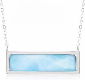 สร้อยคอ Larimar แบบแท่งแนวนอน เงินแท้ 925 จี้ Larimar สีน้ำเงินธรรมชาติ เครื่องประดับสำหรับผู้หญิง ขายส่ง - Product Image 3