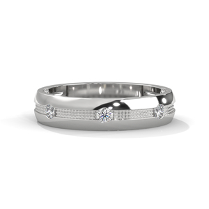 Bague de mariage en diamant de laboratoire, or blanc, alliance trilogie, taille brillant rond, bijoux d'anniversaire pour femme - Product Image 1