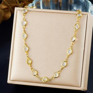 Luxury 18K <b>Gold</b> Plated Multicolor Stone Necklace and <b>Bracelet</b> Jewelry Set for Women Party Wedding Gift - Product Image 2