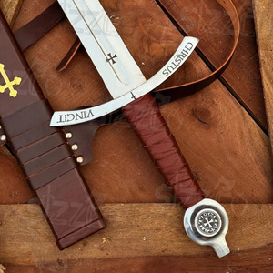 Espada Medieval Templaria Hecha a Mano Faithkeeper Accolade Knights, Acero Inoxidable, Mango de Madera y Cuero, 40 Pulgadas de Largo, Cuchillo para Acampar - Product Image 2