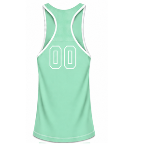 Débardeur de natation vert menthe et blanc, sans manches, dos nageur, léger, séchage rapide, respirant, pour l'entraînement et la performance athlétique - Product Image 2